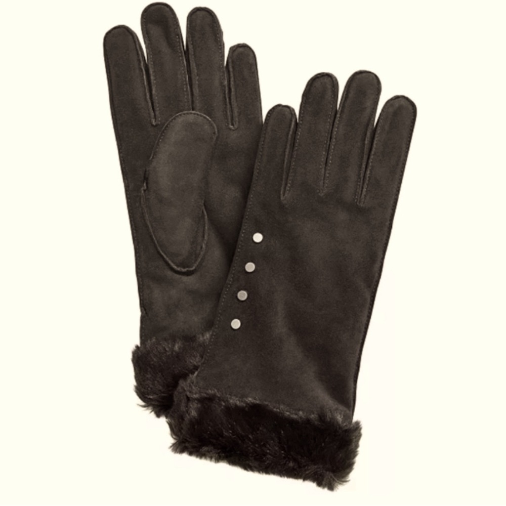 Koolaburra by Ugg Studded Gloves with Faux Fur Cuff BLACK NWOT